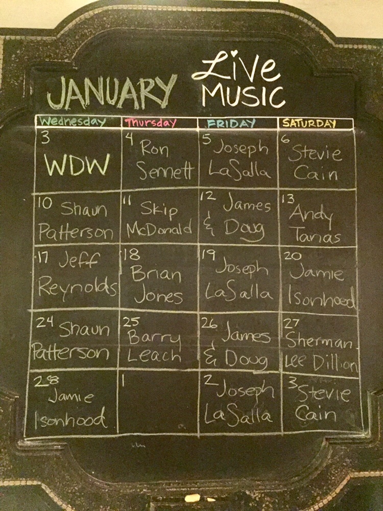 January LIVE MUSIC Calendar Where Memories Are Made